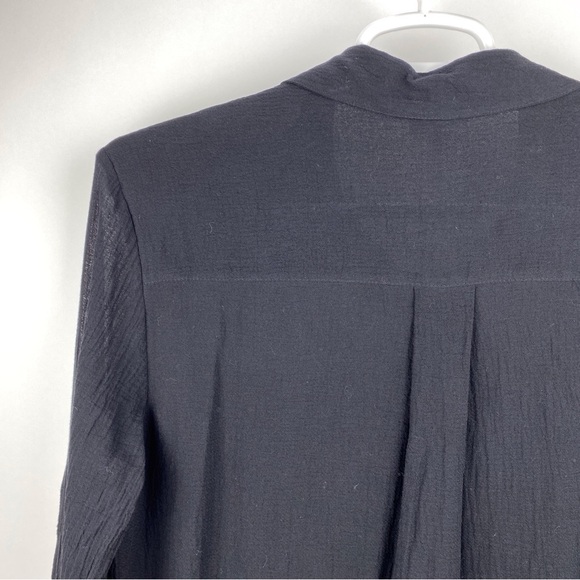 Seafolly Australia Crinkle Beach Shirt Black Size Medium Button Roll Sleeves - Picture 10 of 14